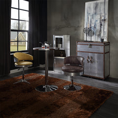 Brancaster Leather & Chrome Adjustable Chair w/Swivel - Ornate Home