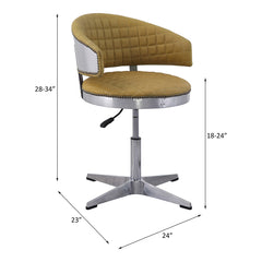 Brancaster Leather & Chrome Adjustable Chair w/Swivel - Ornate Home