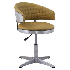 Brancaster Leather & Chrome Adjustable Chair w/Swivel - Ornate Home