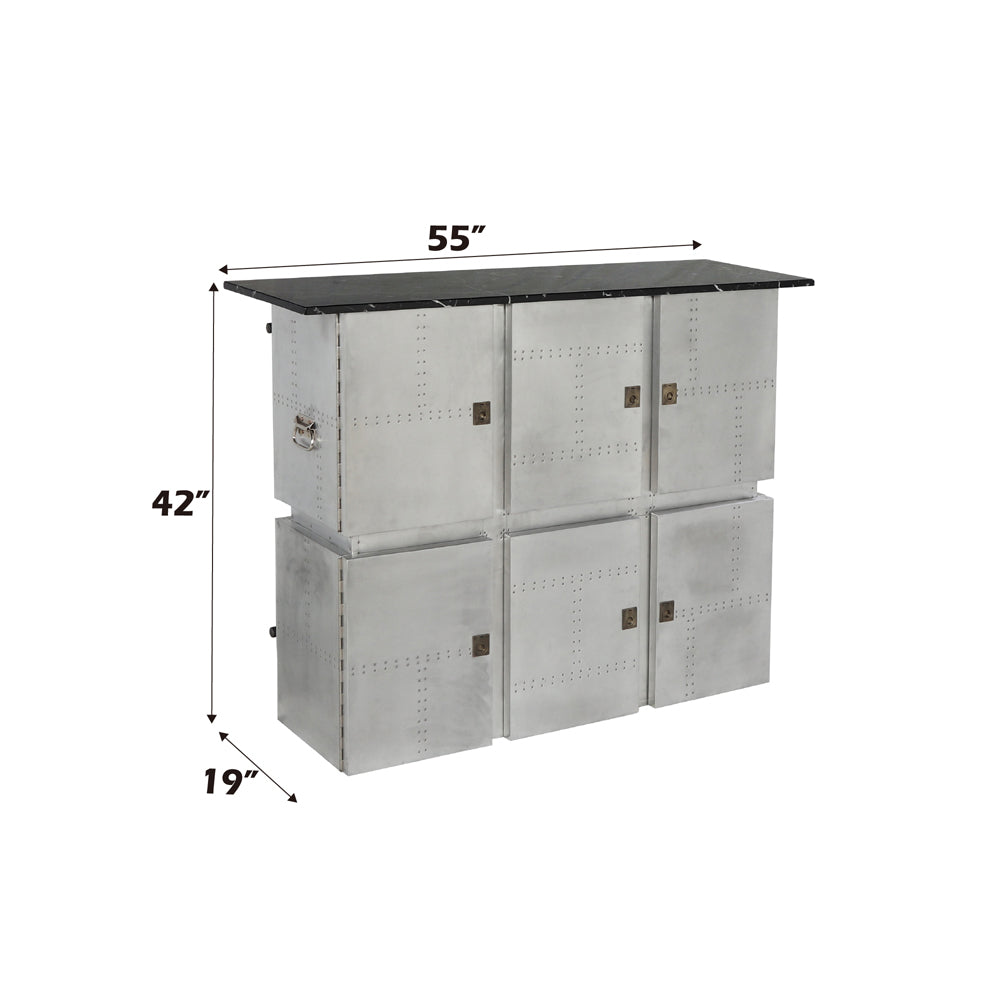 Brancaster Marble Top Aluminum Bar Table - Ornate Home