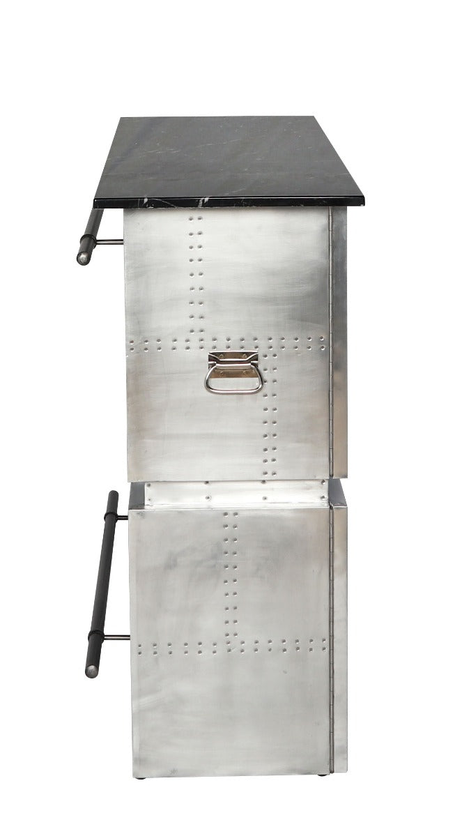 Brancaster Marble Top Aluminum Bar Table - Ornate Home