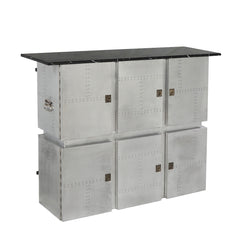 Brancaster Marble Top Aluminum Bar Table - Ornate Home