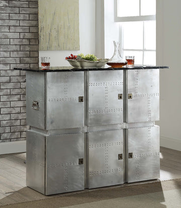 Brancaster Marble Top Aluminum Bar Table - Ornate Home