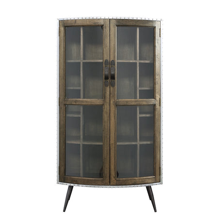 Brancaster Oak/Aluminum/Glass Cabinet - Ornate Home