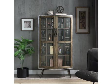 Brancaster Oak/Aluminum/Glass Cabinet - Ornate Home