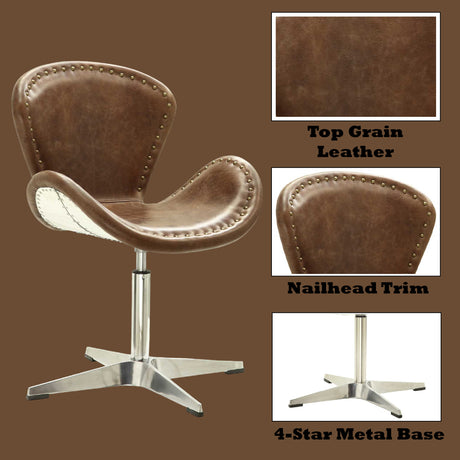 Brancaster Retro Brown/Aluminum Accent Chair - Ornate Home