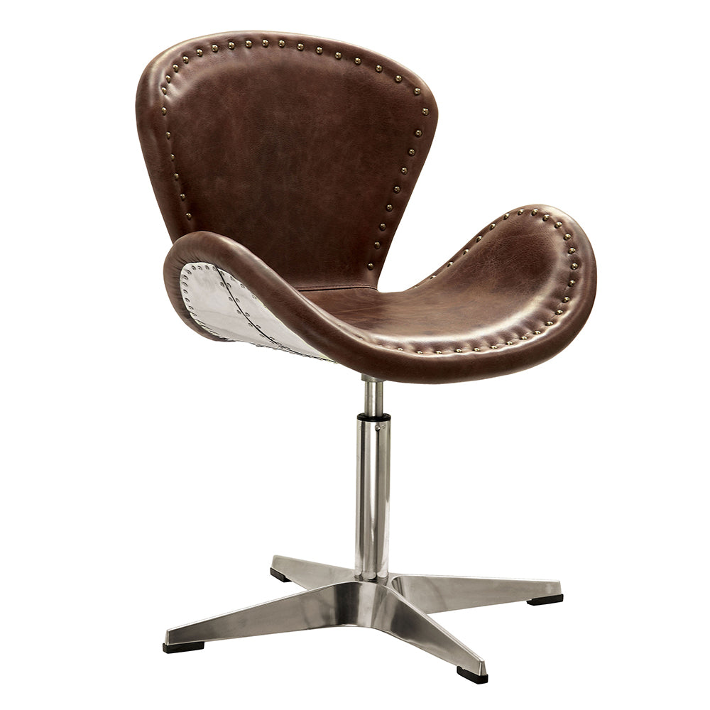 Brancaster Retro Brown/Aluminum Accent Chair - Ornate Home