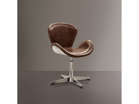 Brancaster Retro Brown/Aluminum Accent Chair - Ornate Home