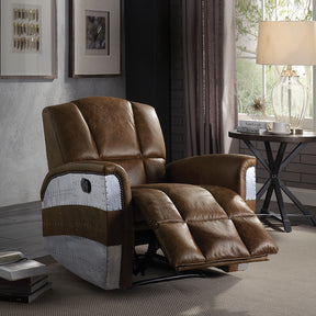 Brancaster Retro Brown/Aluminum Power Motion Recliner - Ornate Home