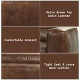 Brancaster Retro Brown Top Grain Genuine Leather Sofa - Ornate Home