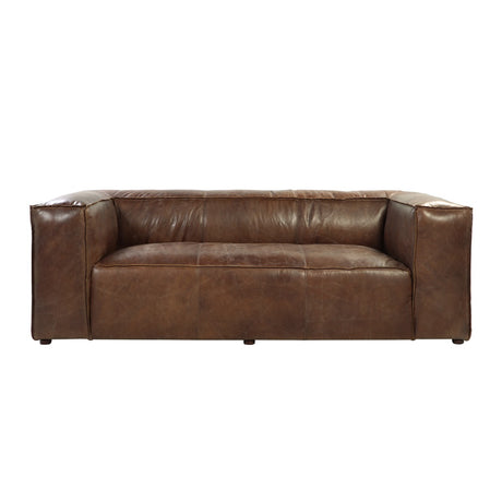 Brancaster Retro Brown Top Grain Genuine Leather Sofa - Ornate Home