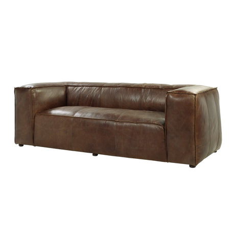 Brancaster Retro Brown Top Grain Genuine Leather Sofa - Ornate Home