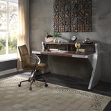 Brancaster Retro Brown Top Grain Leather & Aluminum Desk - Ornate Home
