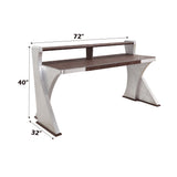 Brancaster Retro Brown Top Grain Leather & Aluminum Desk - Ornate Home