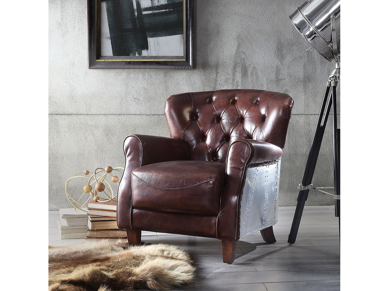 Brancaster Vintage Brown Accent Chair - Ornate Home