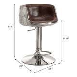 Brancaster Vintage Brown Leather Swivel Bar Stool / 1pc - Ornate Home