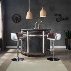 Brancaster Vintage Brown Leather Swivel Bar Stool / 1pc - Ornate Home