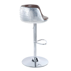 Brancaster Vintage Brown Leather Swivel Bar Stool / 1pc - Ornate Home
