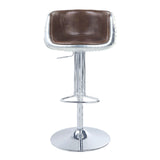Brancaster Vintage Brown Leather Swivel Bar Stool / 1pc - Ornate Home