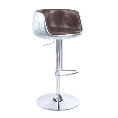 Brancaster Vintage Brown Leather Swivel Bar Stool / 1pc - Ornate Home