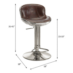 Brancaster Vintage Brown Leather Swivel Stool /1pc - Ornate Home