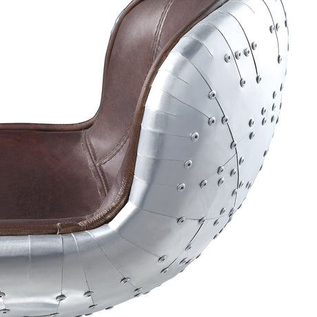 Brancaster Vintage Brown Leather Swivel Stool /1pc - Ornate Home