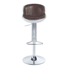 Brancaster Vintage Brown Leather Swivel Stool /1pc - Ornate Home