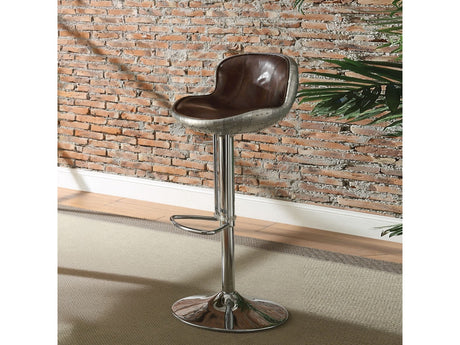 Brancaster Vintage Brown Leather Swivel Stool /1pc - Ornate Home