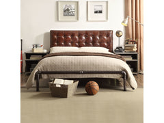 Brancaster Vintage Brown Top Grain Leather Queen Bed - Ornate Home