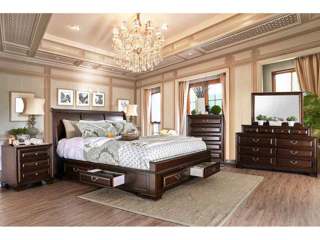 Brandt Brown Cherry 5 Pc. Queen Bedroom Set w/ Chest - Ornate Home