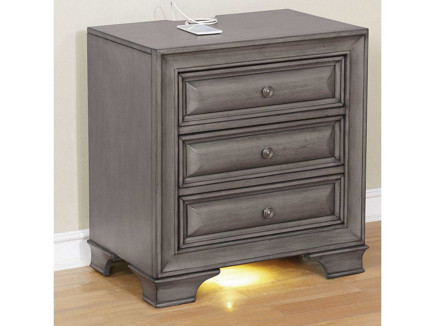 Brandt Gray Nightstand - Ornate Home