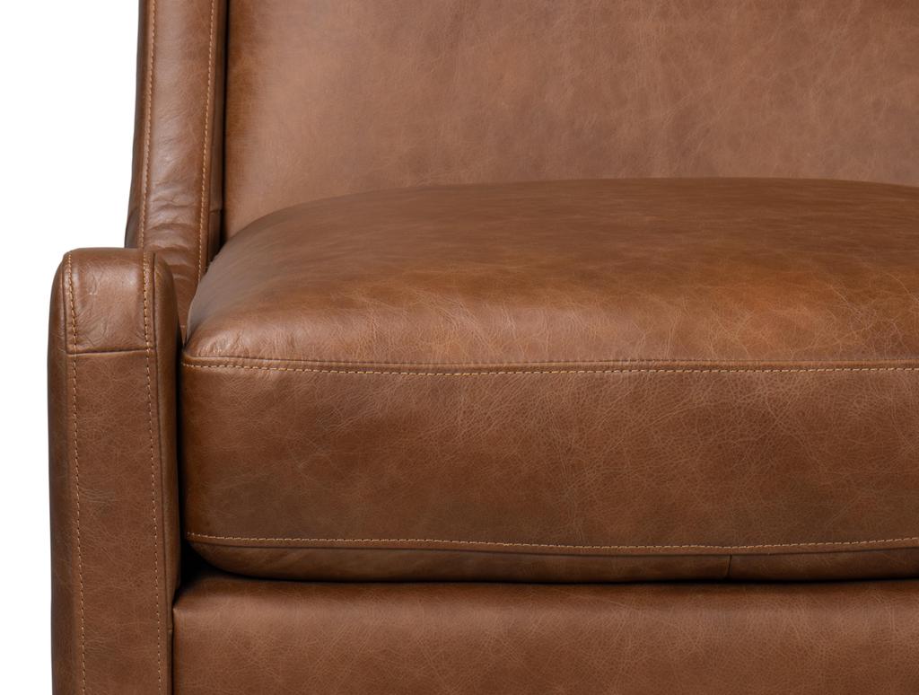 Brandy Brown Accent Chair In Distilled Leather - Ornate Home
