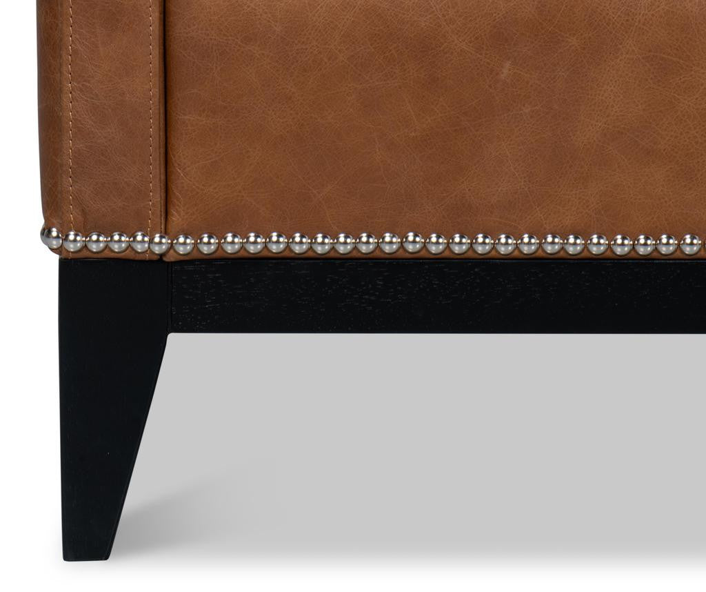 Brandy Brown Accent Chair In Distilled Leather - Ornate Home