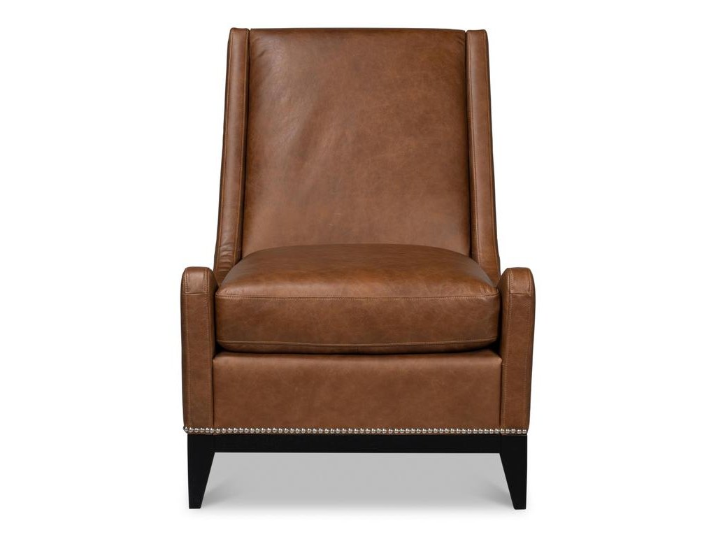 Brandy Brown Accent Chair In Distilled Leather - Ornate Home