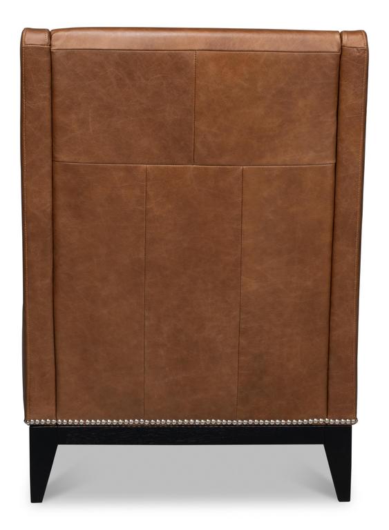 Brandy Brown Accent Chair In Distilled Leather - Ornate Home