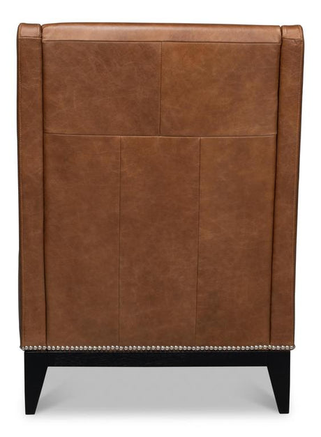 Brandy Brown Accent Chair In Distilled Leather - Ornate Home