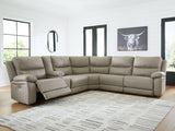 Brannigan Pebble 6-Piece Dual Power Reclining Modular Sectional with Storage Console (Online Special Price) - Ornate Home