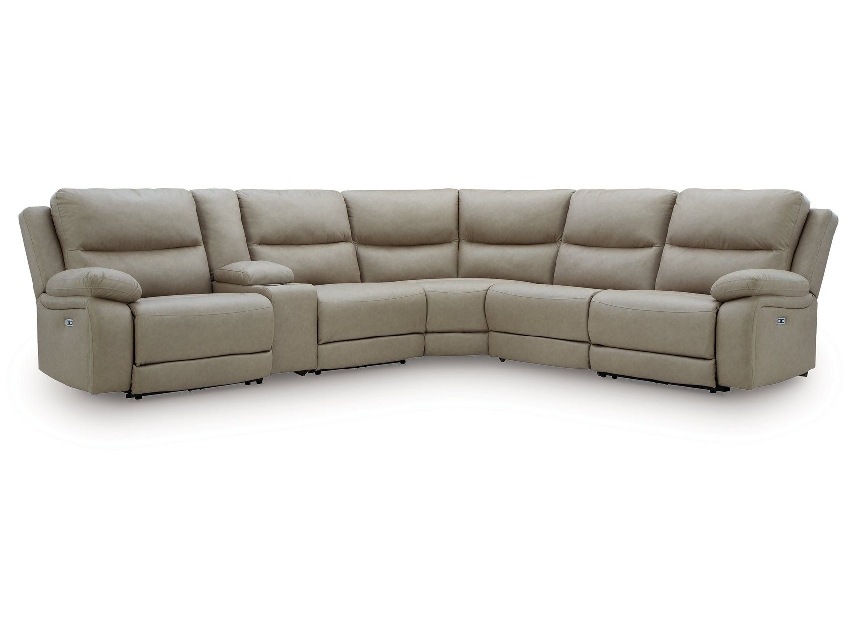 Brannigan Pebble 6-Piece Dual Power Reclining Modular Sectional with Storage Console - Ornate Home
