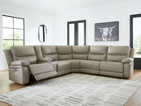 Brannigan Pebble 6-Piece Dual Power Reclining Modular Sectional with Storage Console - Ornate Home