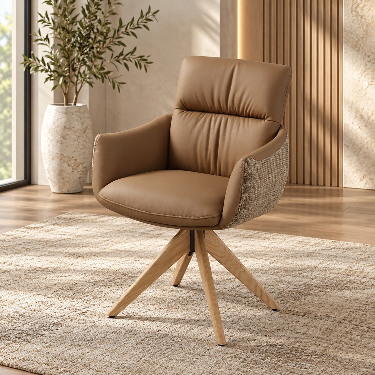 Branson Camel Arm Chair W/Swivel (Set-2)