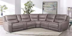 Branson Zero Slate 6-Piece Dual Power Reclining Modular Sectional with Storage Console - Ornate Home