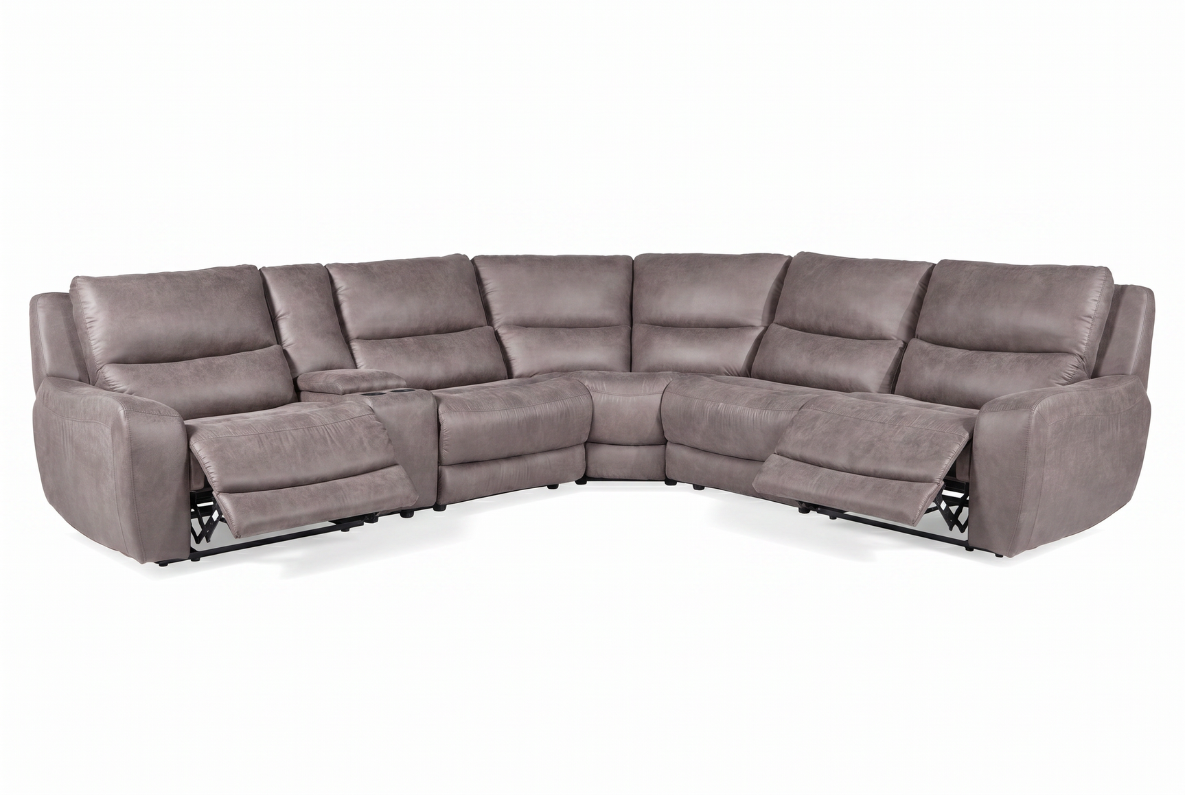 Branson Zero Slate 6-Piece Dual Power Reclining Modular Sectional with Storage Console - Ornate Home