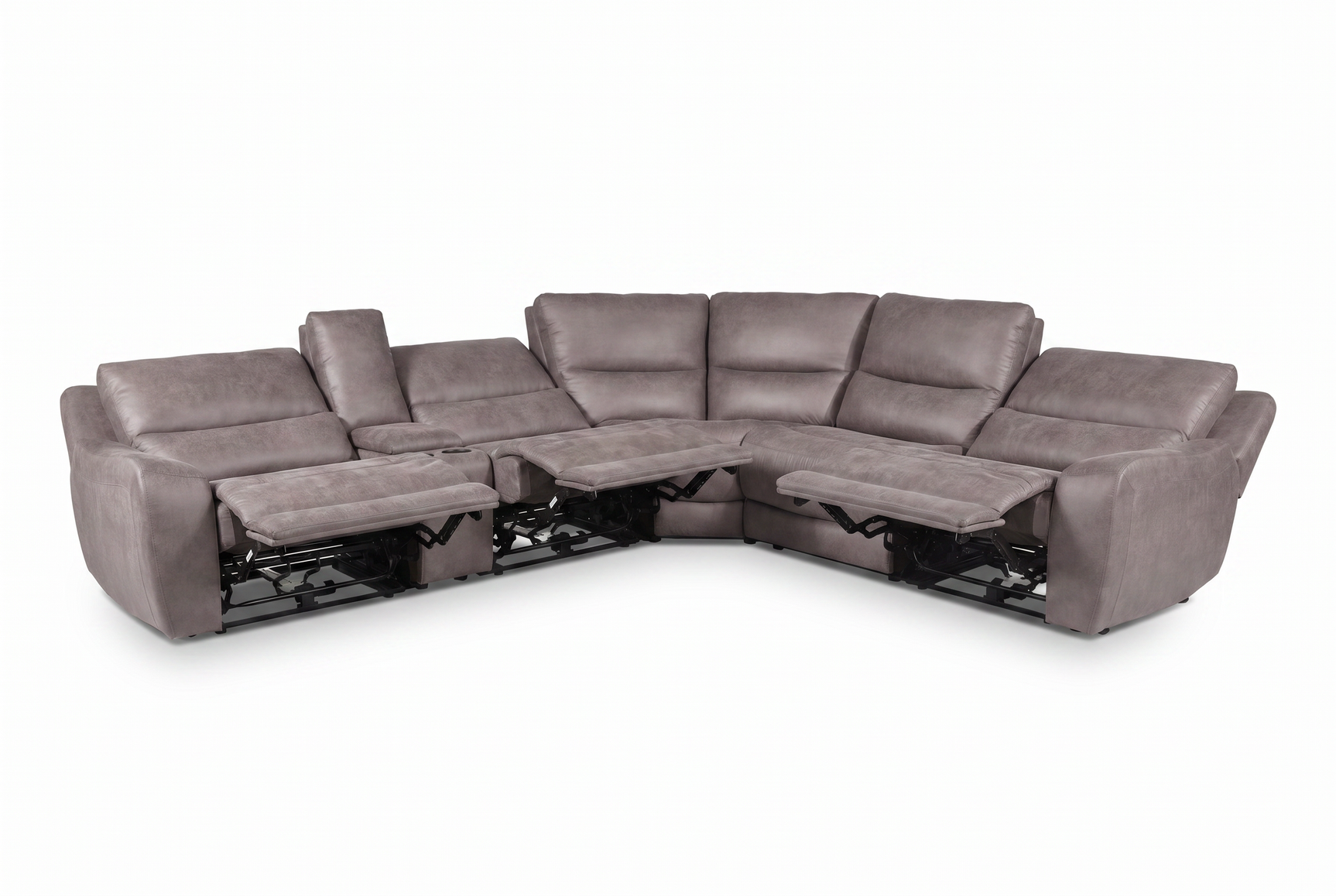 Branson Zero Slate 6-Piece Dual Power Reclining Modular Sectional with Storage Console - Ornate Home