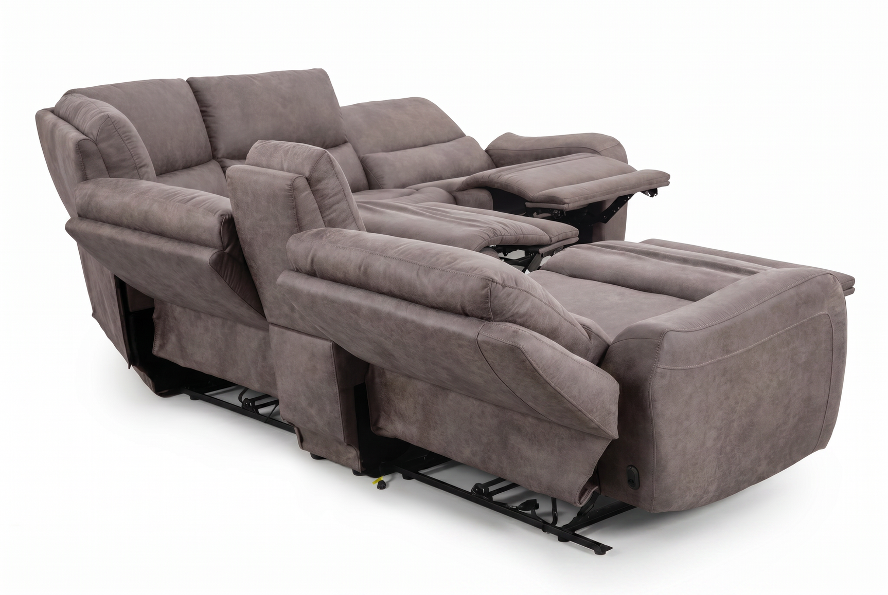 Branson Zero Slate 6-Piece Dual Power Reclining Modular Sectional with Storage Console - Ornate Home