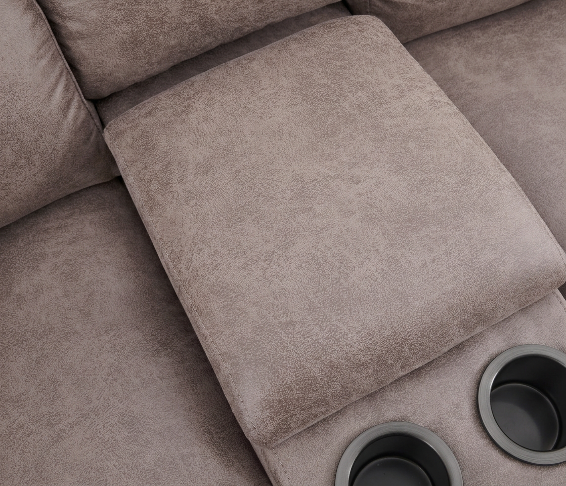Branson Zero Slate 6-Piece Dual Power Reclining Modular Sectional with Storage Console - Ornate Home