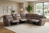 Branson Zero Slate 6-Piece Dual Power Reclining Modular Sectional with Storage Console - Ornate Home