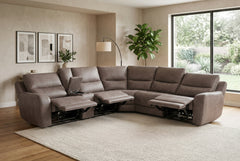Branson Zero Slate 6-Piece Dual Power Reclining Modular Sectional with Storage Console - Ornate Home