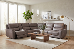 Branson Zero Slate 6-Piece Dual Power Reclining Modular Sectional with Storage Console - Ornate Home