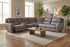 Branson Zero Slate 6-Piece Dual Power Reclining Modular Sectional with Storage Console - Ornate Home