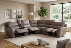 Branson Zero Slate 6-Piece Dual Power Reclining Modular Sectional with Storage Console - Ornate Home